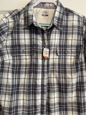 Men’s Black & White Plaid Button-Down Shirt